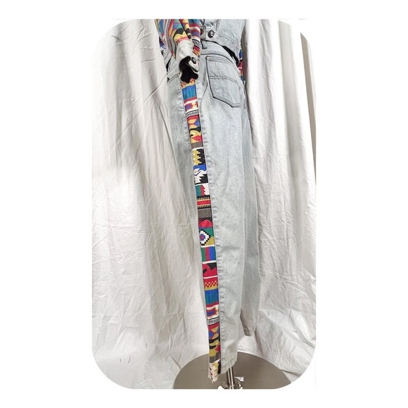 VTG 80s Denim Primary Color Navajo Print Jacket and Jeans Matching Set - Picture 9 of 10